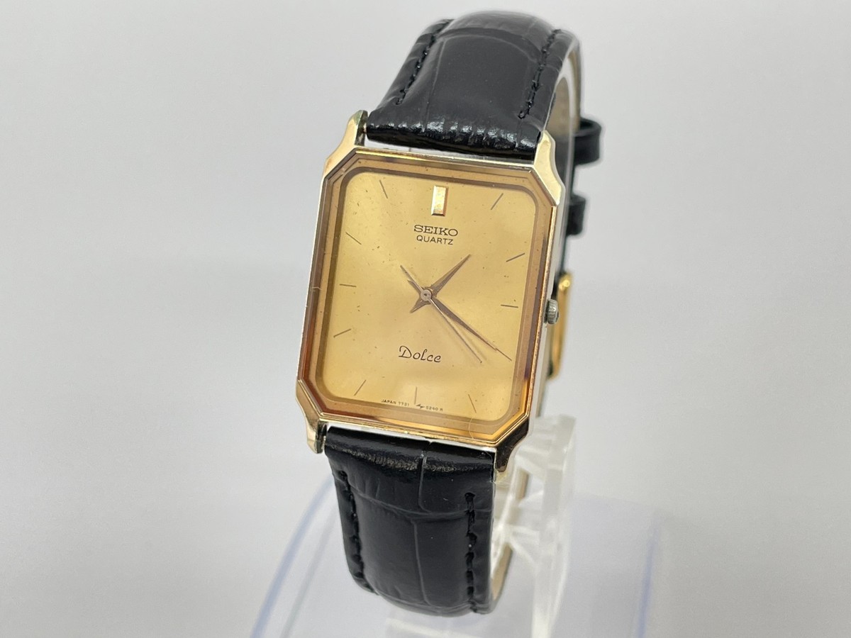 Vtg 1987 [Exc+5] SEIKO Dolce 7731-5210 Quartz Gold Men Watch