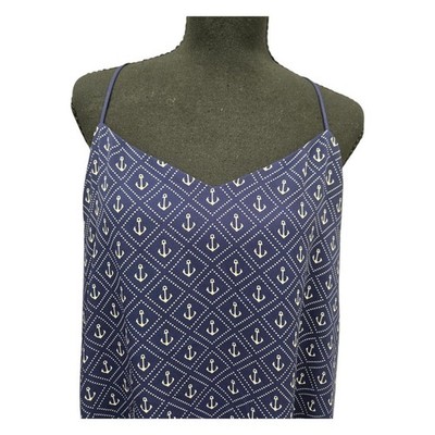 Express Navy Blue White Anchor Print V-Neck Camisole Tank Top Large Nautical