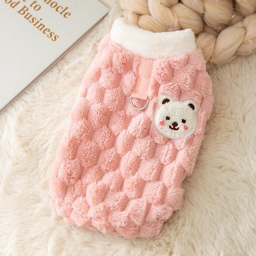 Maglione Peluche Invernale Animali Domestici con Stampa Orso Bottoni Cappotto per Cani e Gatti di Piccola Taglia - Foto 21 di 22