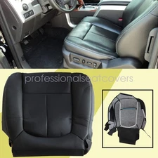 For 2009-2013 2014 Ford F150 Driver Bottom PERFORATED Leather Seat Cover Black-B