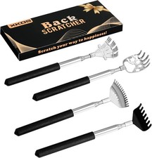 XKOS 4 Pack Different Back Scratcher Portable Telescoping with Rubber Handles, E