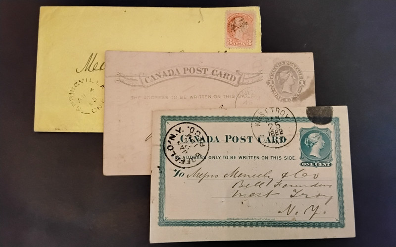 19th Century Canada Cover + Postcards Grand Trunk Railway Meneely Bell Co.