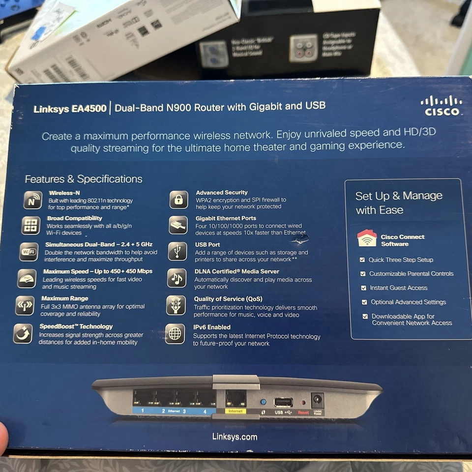 Cisco LINKSYS EA4500 Wi-Fi Home Base Dual-Band N900 Router Gigabit & USB - Image 2 of 3