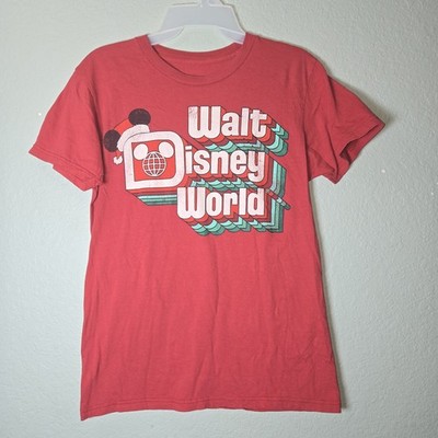 Disney Parks Walt Disney World Spellout Christmas Santa Hat Adult Shirt sz S