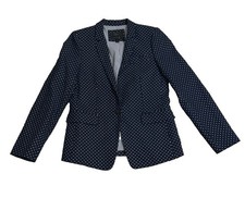 J. CREW POLKA DOTS REGENT BLAZER NAVY COLOR LINEN FITTED CLASSIC SIZE 8