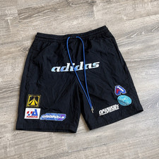 adidas Men's Black Athletic Shorts Trefoil Logo Drawstring 8" Inseam M