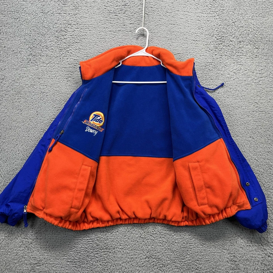 Chaqueta Tide Racing Vintage Para Hombre XL Reversible Con Capucha Downy Bordada Años 90 Foto 3 de 4