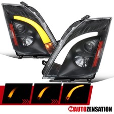 Projector Headlights Fit 2008-2014 Cadillac Cts Black Led Tube Sequential Signal