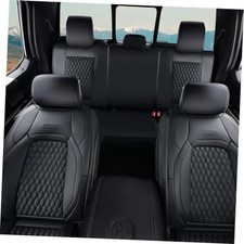 Leather Car Seat Covers Full Set, Dodge Flat Front Curved Rear Black
