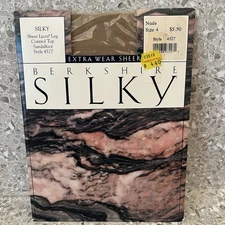Berkshire Silky Nude Sheer Lycra Leg Control Top Sandalfoot Style 4527 Size 4