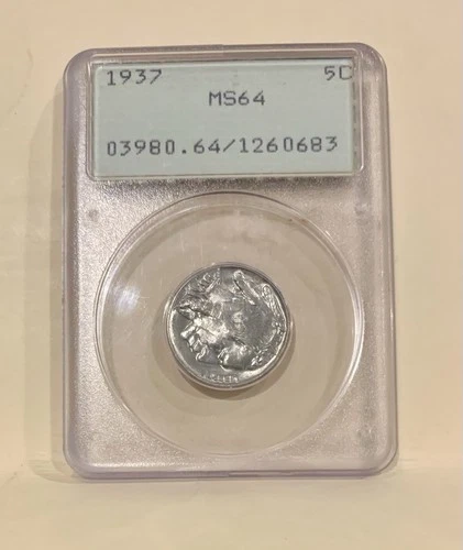 1937 PCGS MS64 Buffalo Nickel 5C old Holder