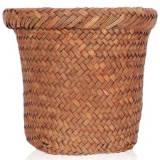 Floor Trash Bucket Woven Storage Basket Decorative Waste Convenient Can