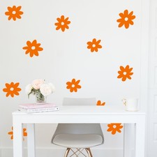 Set of 24 Daisies Pattern - Orange 6" x 6" Wall Art Decal Vinyl Sticker