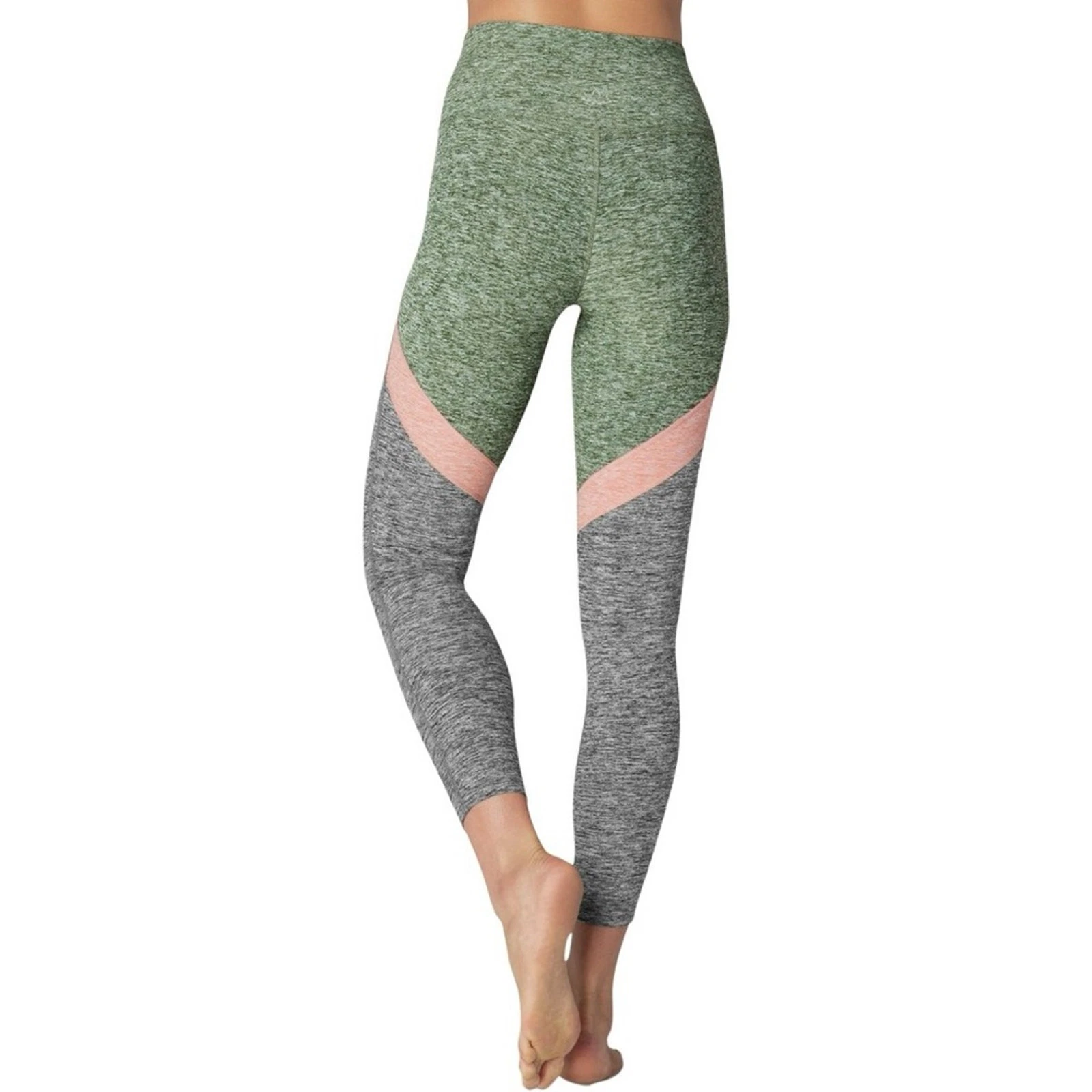 beyond-yoga spacedye tri-panel pink heathered high rise leggings