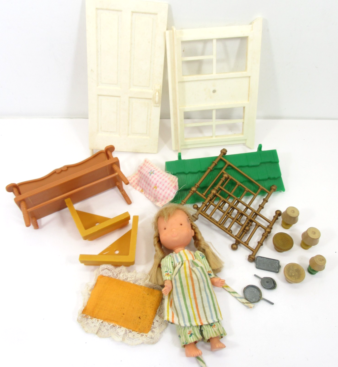 昭和レトロ　未使用カーテン　ホリーホビー　HOLLY HOBBIE 貴重 Holly Hobbie Knickerbocker Doll House Parts Lot Vintage Retro