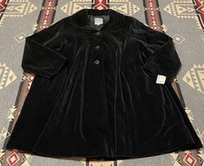 Drizzle Black Velvet Opera Trench Coat 80s Womens 8 NWT HR