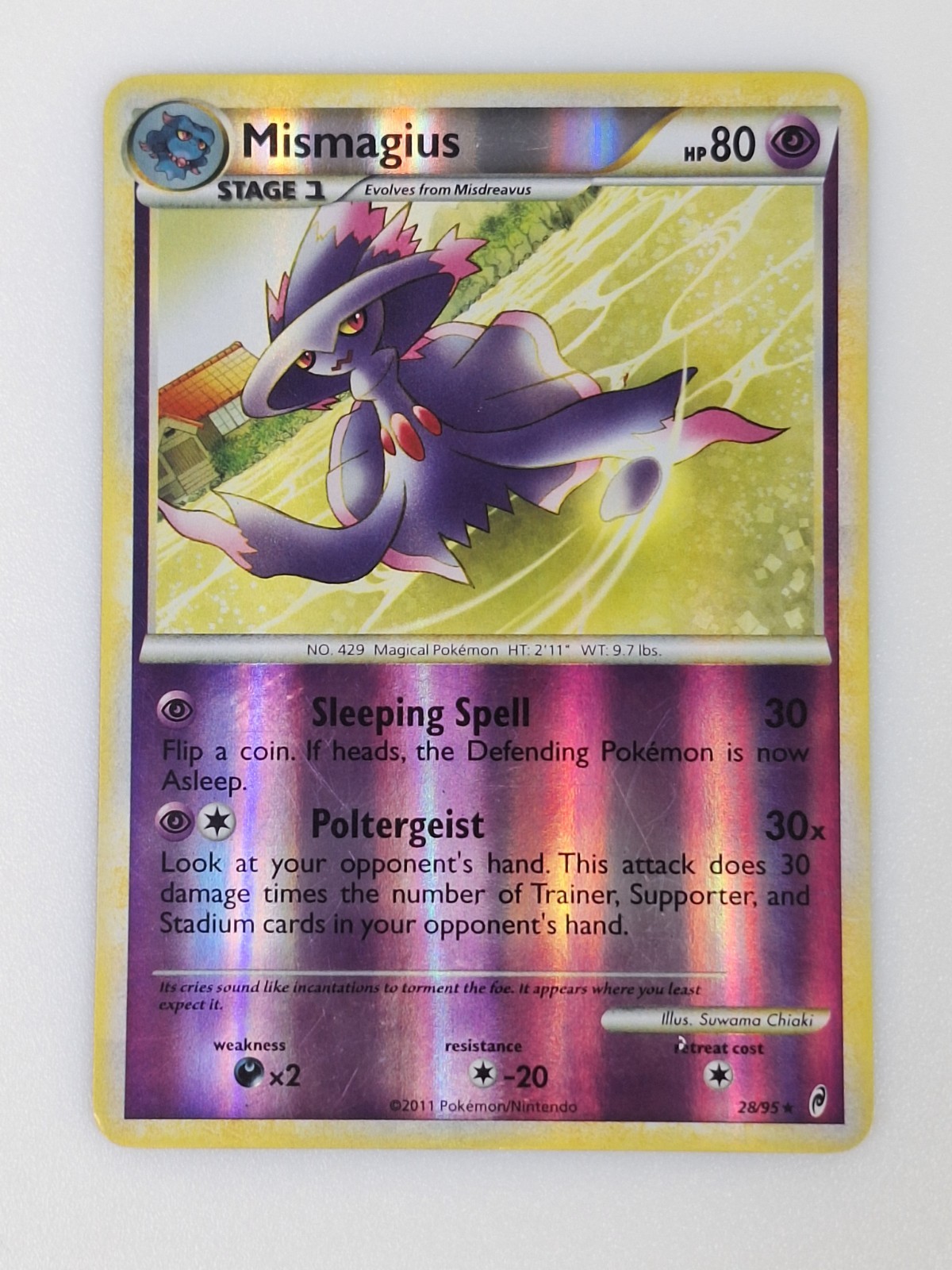 Mismagius Pokemon Card HGSS Call of Legends 28/95 Rare Reverse Holo 2011 Chiaki