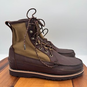 Vintage St. Paul Gokey Field Boots Moc Toe Vibram Gro-Cord Side Zip Sz 10A Brown Gokey vintage brown leather heavy Gro-Cord rubber sole ankle  main image 2