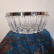 Vintage William Adams Crystal Bowl Silver Rim - West Germany