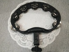 Meinl HTMT4BK Mountable Guiro Tambourine W/ Double Row Steel Jingles Black