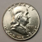 1955 P Ben Franklin Half Dollar 50c Unc BU 90% Silver US Mint Coin F-55Bf