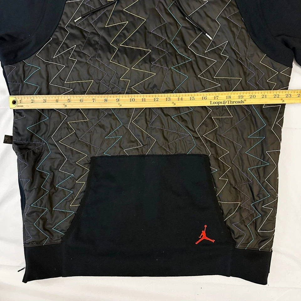 Nike Air Jordan VII Quilted Hoodie Mens Sz L Hooded Pullover Short Sleeve. - Image 4 of 4