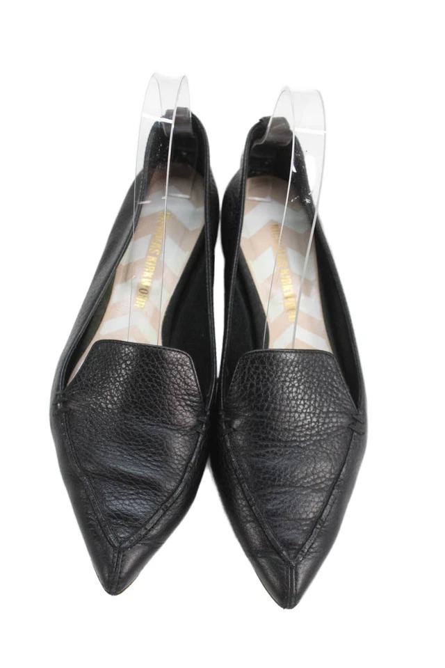 Nicholas Kirkwood Mujer Cuero Punta Tono Dorado Borde Plano Negro Talla 7.5 Foto 2 de 4