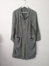 Grizas Long 100% Linen Jacket Side Pockets Sage Green Grey S