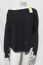 NEW 26 ALL IN MOTION Womens XS Black Super Soft Modal Sweatshirt Thumbholes Top