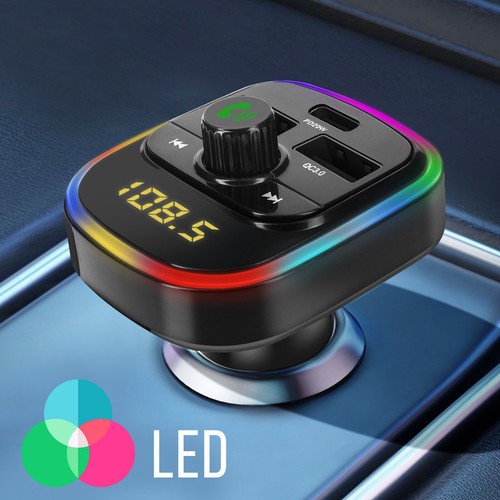 Transmetteur FM Bluetooth avec Chargeur Voiture USB QC 3.0 et USB-C 20W C4 Noir - Zdjęcie 5 z 6