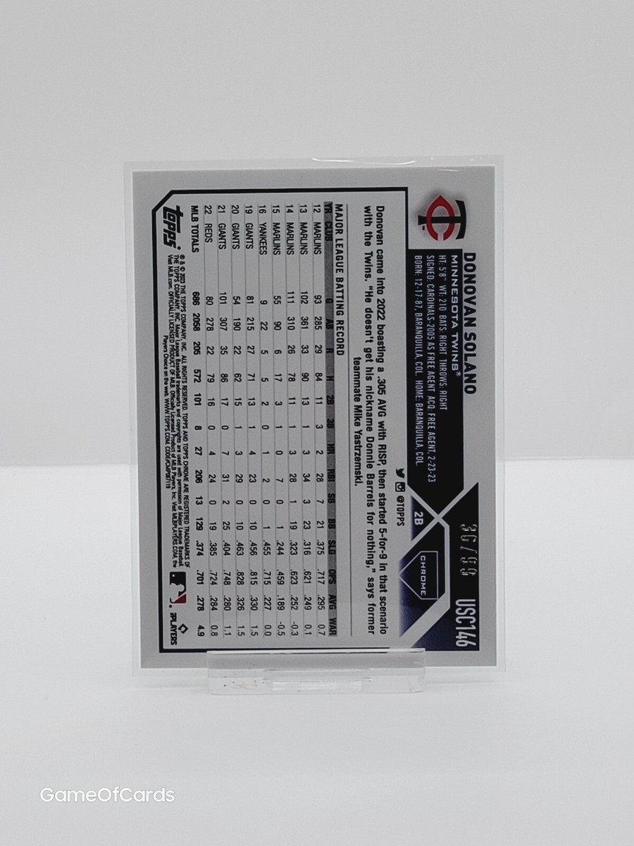 2023 Topps Chrome Update Series DONOVAN SOLANO /99 - Green Refractor