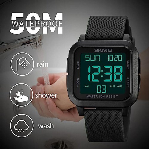 Wasserdicht Herren Digital Armee Militär Sport Quarz Uhr Chronograph Hintergrundbeleuchtung - Bild 3 von 16