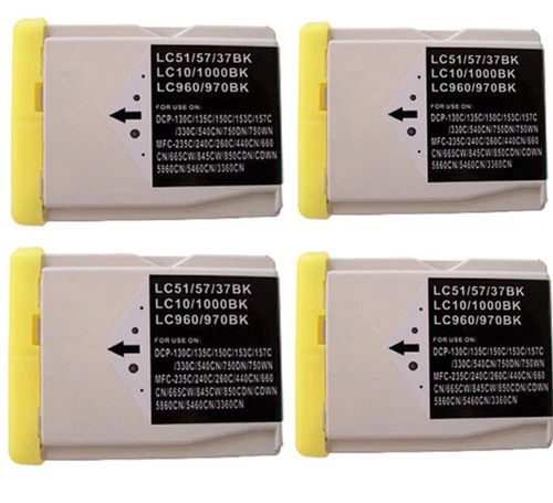 4 LC1000 Compatible Black For Brother DCP 130C 135c 150c 153c 157c MFC-235c 260c
