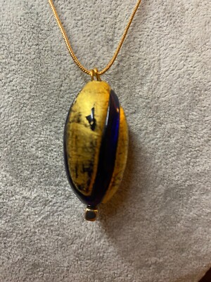 Murano Glas Anhänger, Blattgold mit blauem Glas an einer 16'' Gold Filled Kette