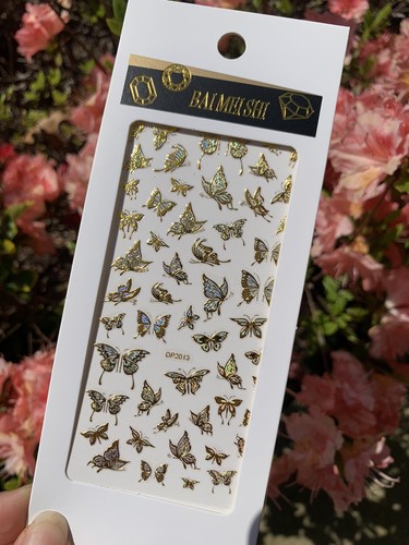8 Blatt/Set Nail Art Sticker 3D Schmetterling Gold Nagel Aufkleber mehrere Größen - Bild 9 von 11