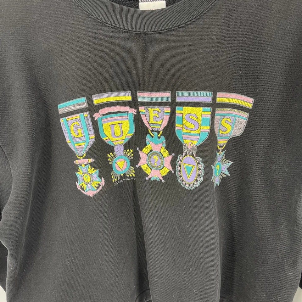 Sudadera vintage y2k Guess para mujer talla única suéter negro preppy años 90 Foto 2 de 4