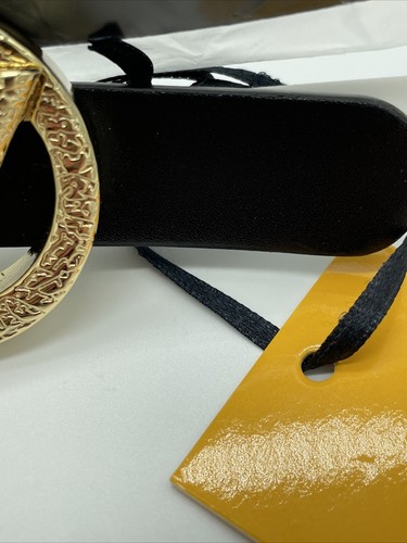 Valentino Women's Baby B2628 Leather Monogram Buckle Belt, NWT $300 - Picture 4 of 4