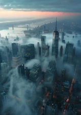 Photos Of New York Downtown Manhattan Street Buildings View Wall Art Print