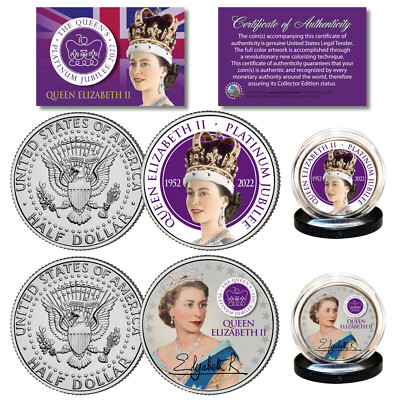 QUEEN ELIZABETH II 2022 Platinum Jubilee JFK Kennedy Half Dollar U.S. 2-Coin Set