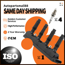 Ignition Coil + 4 Spark Plugs For 1.4L Buick Encore Chevy Cruze Sonic Trax UF669