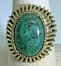 Vint Eilat Gem Cab Filigree Moderne Dome Ring Silver S8 /- Adjustable Israel