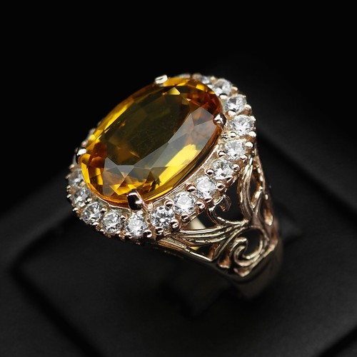 Sparkling Vivid Yellow Citrine 11Ct 925 Sterling Silver Rose Gold Plated Rings - Picture 4 of 8