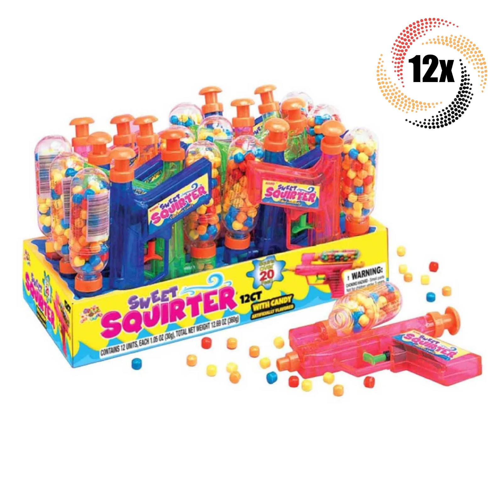 Полная коробка 12x Squirters Alberts Sweet Squirters - это игрушечные конфеты для воды в ассортименте | 1,05 унции