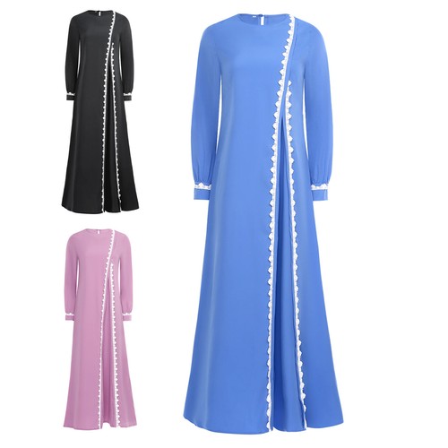 Women Muslim Dress Ramadan Eid Prayer Clothes Islamic Arabian Dress Lace AU - Picture 3 of 25