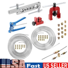 Brake Line Repair Kit 3/16 + 1/4 25 FT Pipe Single Flaring Tool Nuts Fittings A+