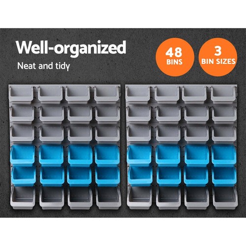 NNEDSZ 48 Bin Wall Mounted Rack Storage Organiser - Picture 3 of 4