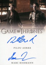 2020 RITTENHOUSE GAME OF THRONES SEASON 8 ASBAEK & RISSMANN DUAL AUTOGRAPH CARD
