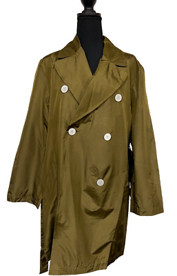Silx 100% Silk Olive Green Trench Coat Size 10  - (New)-NWOT VINTAGE