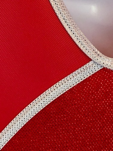 GK RED SHIMMER CHILD MEDIUM TECHMESH WHITE TRIM GYMNASTICS DANCE TANK LEOTARD CM - Picture 5 of 10