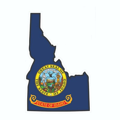 Idaho State Map Outline with Flag Sticker, Decal, Vacation Sticker
